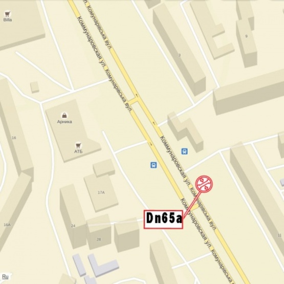 Схема рекламної площини за адресою Кондратюка Юрия ул. (ул. Коммунаровская), 11, в направлении Заводской набережной (с/м АТБ, Billa, Приватбанк)