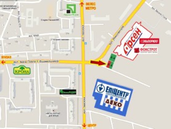 Схема рекламної площини за адресою Івасюка,17 (Епіцентр,Арсен) правий