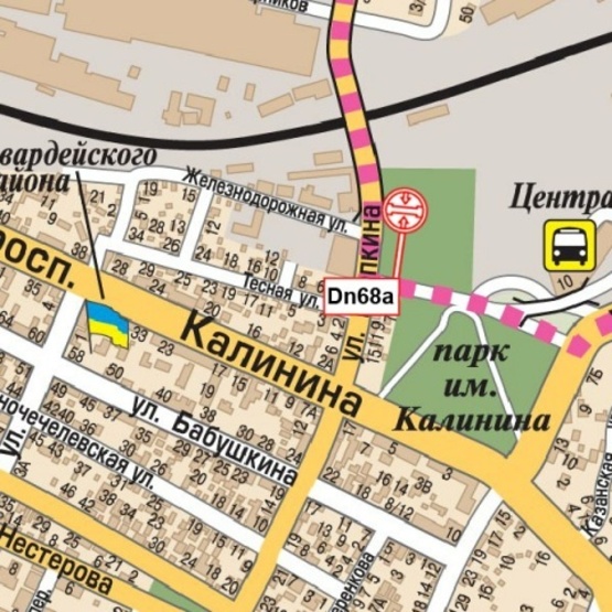 Схема рекламной плоскости по адресу Щепкина ул., Автовокзал, (рынок, автосалон "Audi", "Hyundai", парк им. Калинина), в направл. ул. Заводская Набережная