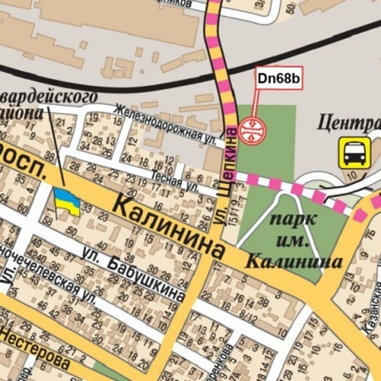 Схема рекламної площини за адресою Щепкина ул., Автовокзал, (рынок, автосалон "Audi", "Hyundai", парк им. Калинина), в направл. просп. Калинина