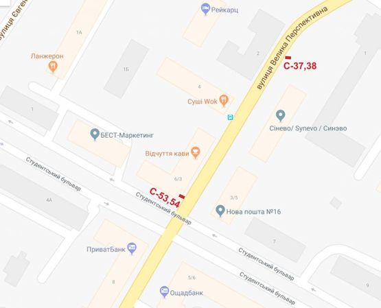 Схема рекламной плоскости по адресу ул. Большая Перспективная