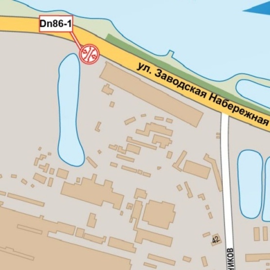 Схема рекламної площини за адресою Заводская Набережная ул., (магазин "Автоленд", АЗС "Юкон"), в направл. Амурского моста
