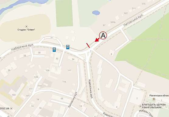 Схема рекламной плоскости по адресу Набережна  - вул. Кавказьська обл держ администрация