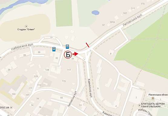 Схема рекламной плоскости по адресу Набережна  - вул. Кавказьська обл держ администрация