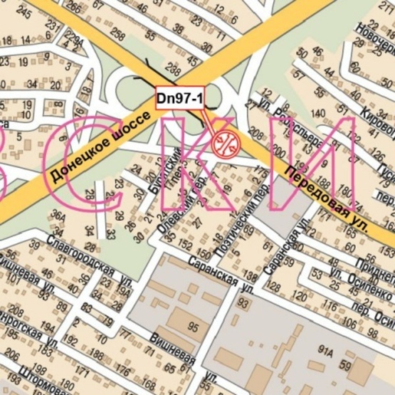 Схема рекламной плоскости по адресу Передовая ул. - Донецкое шоссе (за мостом), АЗС "Авиас", в направл. ул. Каруни