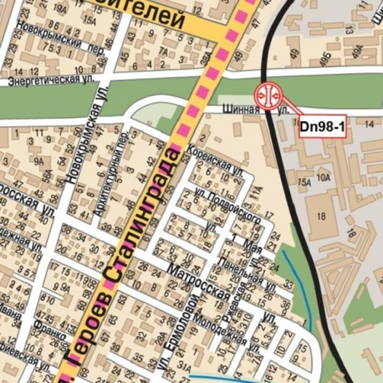 Схема рекламної площини за адресою Шинная ул., 10, (СТО "Тандем", "Таврия", АЗС "Смайл", шиномонтаж), в направл. ул. Героев Сталинграда