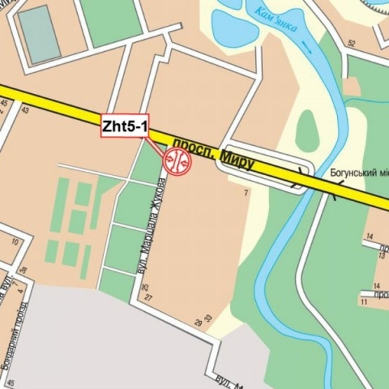 Схема рекламной плоскости по адресу Мира просп., 37 (Микрорайон ДОС, "ЭКО-маркет", аптека "Первоцвет-Фарм", ПродМаркет, ОщадБанк), направл. в центр города