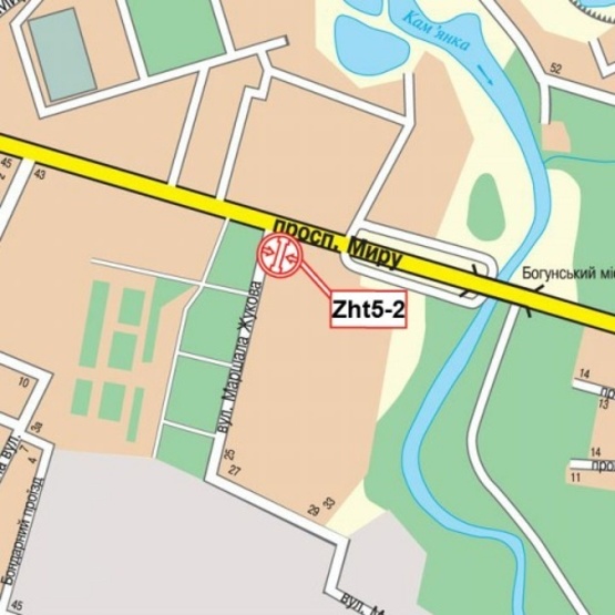 Схема рекламной плоскости по адресу Мира просп. , 37 (Микрорайон ДОС, "ЭКО-маркет", аптека "Первоцвет-Фарм", ПродМаркет, ОщадБанк), направл. из центра города