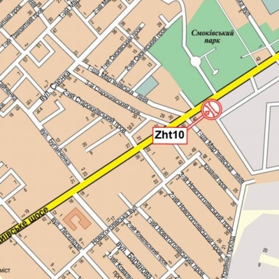 Схема рекламной плоскости по адресу Киевское шоссе, 40а (Смоковский парк, СШ №10, АИС Автоцентр), направл. из города