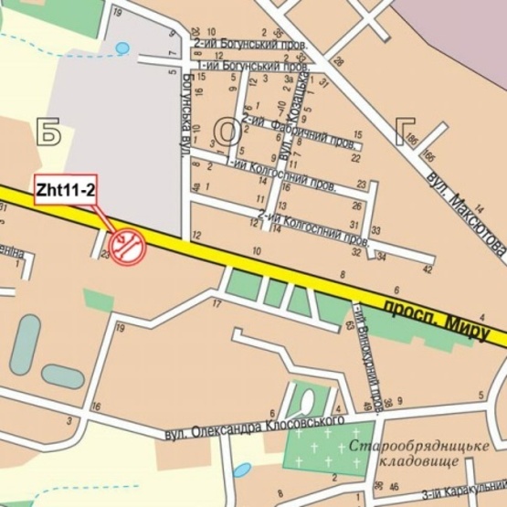 Схема рекламной плоскости по адресу Мира пр. , 19, (нижняя), ("Элит-Флора", УкрСоцБанк,маркет "Billa", Королев Паб, "Оптовик"), в направл. ул. Ватутина