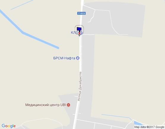 Схема рекламной плоскости по адресу вул. Декабристів, виїзд з Василькова в сторону Києва (перед  знаком Васильків)