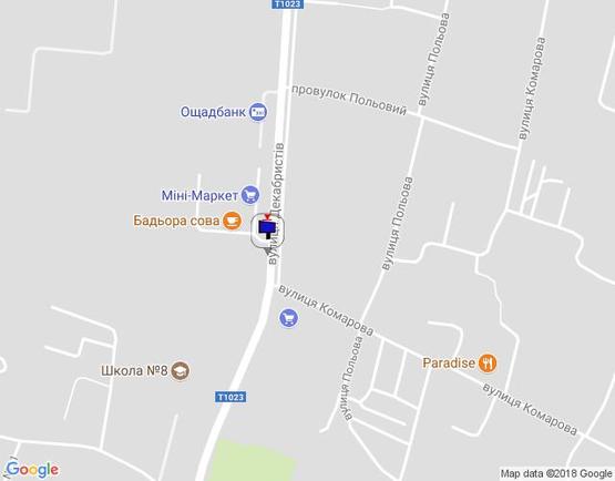 Схема рекламной плоскости по адресу вул. Декабристів, навпроти 220 після 2-го в'їзду на ЖК "Столичний"