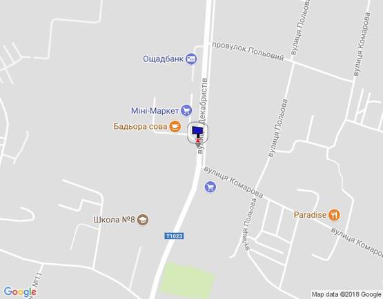 Схема рекламной плоскости по адресу вул. Декабристів, навпроти 220 після 2-го в'їзду на ЖК "Столичний"