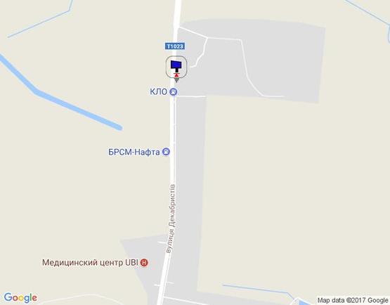 Схема рекламной плоскости по адресу вул. Декабристів, 402,  виїзд з Василькова (праворуч перед знаком) 