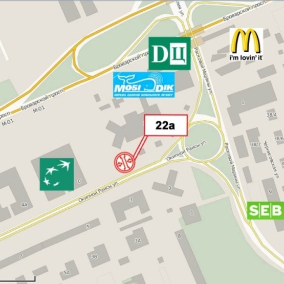 Схема рекламної площини за адресою Окипной Р. ул., 4а ("Альфа Банк", "Universal Bank", супер-маркет "Архимед", отель "Турист", направление Русановской набережной)