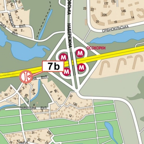 Схема рекламної площини за адресою Бажана Н. просп., (ТЦ "Новус", 300м. к ст. м.  Осокорки, "KFC", Новая почта №60, АЗС "ANP", АСЗ "ТНК"), в направ. Южного моста, левый