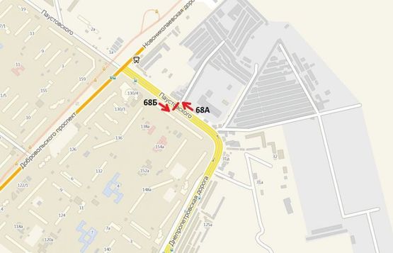 Схема рекламної площини за адресою Днепропетровская дорога - ул. Паустовского, 31 (на разделителе, к Таврии В)