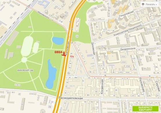 Схема рекламной плоскости по адресу ул. Балковская - Дюковский сад (напротив дома № 73)