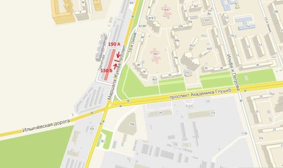 Схема рекламной плоскости по адресу просп. Маршала Жукова, 91-А (возле автостоянки № 3)