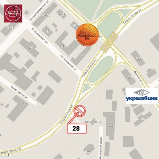 Схема рекламной плоскости по адресу Телиги Е. ул. (300м от АЗС "Shell", Детская больница, Кириловская Церковь, в направ. Петровки