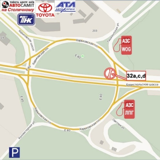 Схема рекламной плоскости по адресу Харьковская пл. (ст. м.  Бориспольская, АЗС "БРОМ", "Авиаком", Київміськнафтопродукт, "Райффайзен Банк")въезд в город