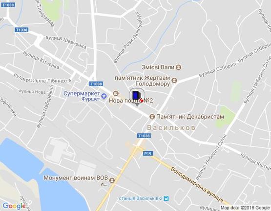 Схема рекламной плоскости по адресу вул. Грушевського, 4 зі сторони Кінотеатра