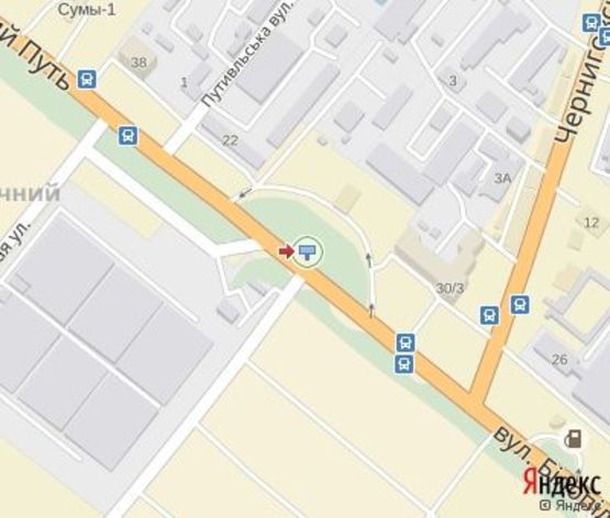 Схема рекламної площини за адресою Белопольское путь ул., 30/3 АЗС "ANP" в центр (к Авторынку и "Нова Пошта",300 м. АЗС "ОККО")