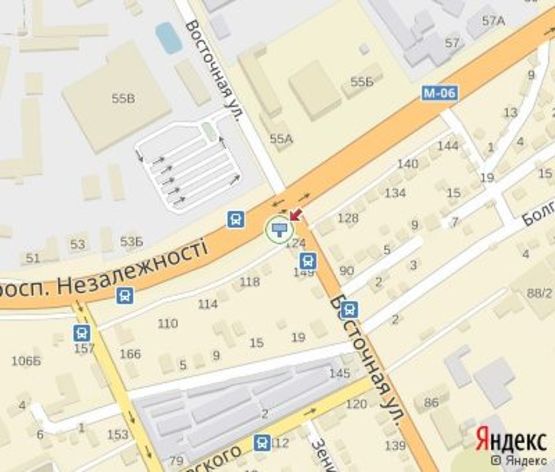 Схема рекламной плоскости по адресу Независимости пр., 124 (150 м Приват Банк, супермаркет Метро)