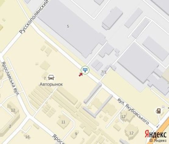 Схема рекламной плоскости по адресу Якубовского ул., Авторынок (левый) (300 м.до "Comfy")