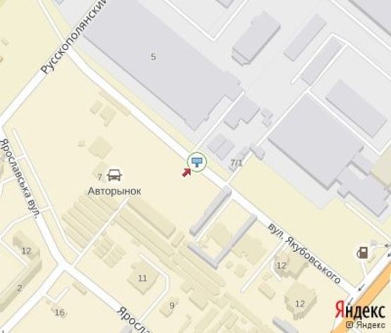 Схема рекламной плоскости по адресу Якубовского ул., Авторынок (левый)(300 м.до "Comfy")