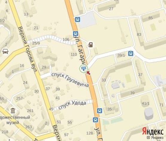 Схема рекламної площини за адресою Гагарина ул., 33 (АЗС "Укрнафта",ресторан"Рушничок",ЖК "Сімейний",300 м. супермаркету "Велика Кишеня")