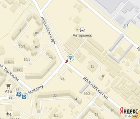 Схема рекламной плоскости по адресу Ярославская ул. -  Героев Майдана (Авторынок,"Автомаркет")