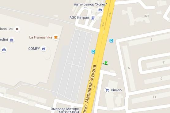 Схема рекламной плоскости по адресу Небесної Сотні просп. (Маршала Жукова просп.), 5