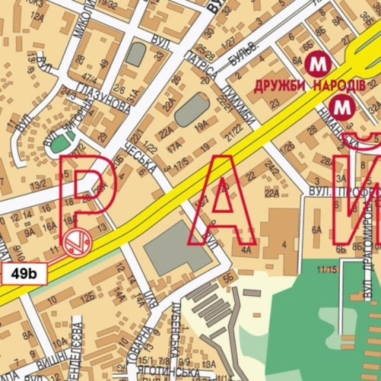 Схема рекламной плоскости по адресу Дружбы Народов бул., 11, (Медичний Центр "Столиця", УкрСибБанк, Новая почта №45), в направ. моста Патона