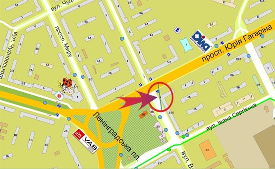 Схема рекламной плоскости по адресу Ленинградская пл/ул Гагарина (А3) призма левая