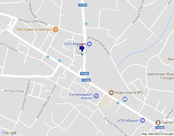 Схема рекламної площини за адресою вул. Декабристів, 1, 50 м від перехрестя з вул. Грушевського, навпроти ЕКО-Маркет
