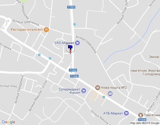 Схема рекламної площини за адресою вул. Декабристів, 1, 50 м від перехрестя з вул. Грушевського, навпроти ЕКО-Маркет