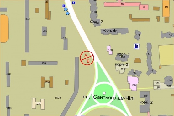 Схема рекламної площини за адресою Героев Сталинграда проспект / Малиновского (возле д.23)