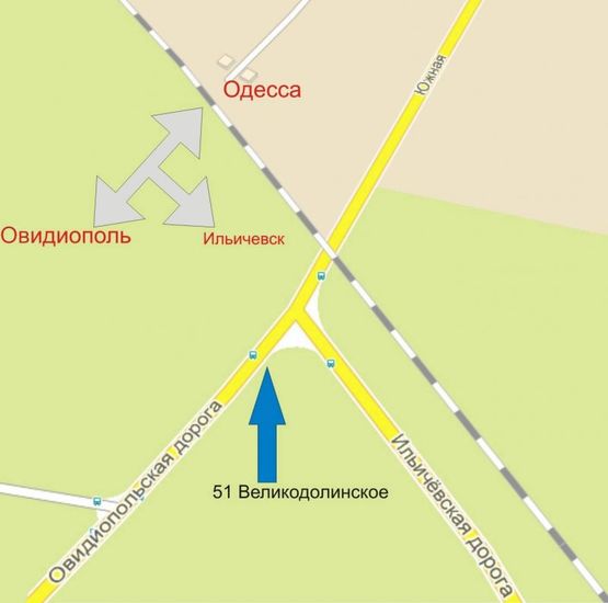 Схема рекламної площини за адресою с. Великодолинское поворот на Ильичевск