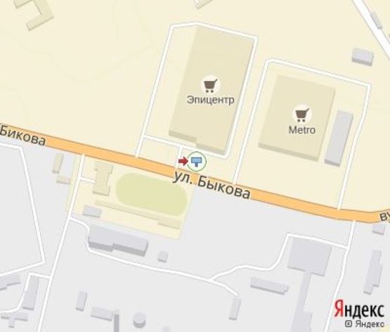 Схема рекламной плоскости по адресу Быкова ул., 33, (ТЦ "Эпицентр"), направление к мкр. Восточный-1