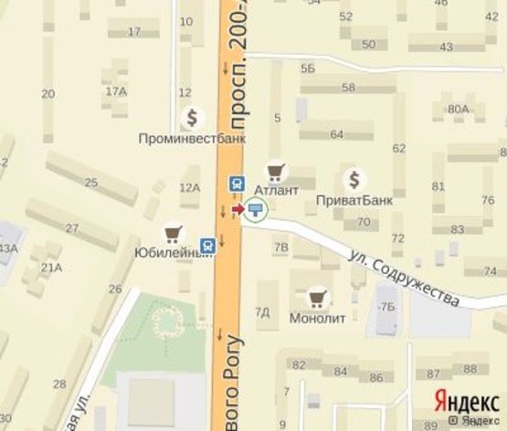 Схема рекламной плоскости по адресу Содружества ул., 66 - 200 лет Кривому Рогу пр.