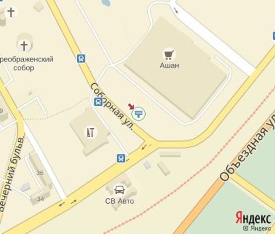 Схема рекламної площини за адресою 30 лет Победы пл., 1, стоянка Солнечная галерея, с\м "ОКЕЙ"