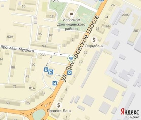 Схема рекламной плоскости по адресу Днепровское шоссе ул., Автовокзал, направление на Маяковского пл.