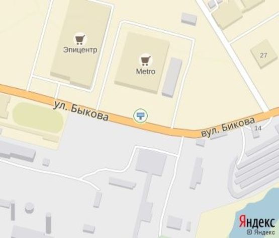 Схема рекламной плоскости по адресу Быкова ул., "МЕТРО", направление к "Эпицентру"