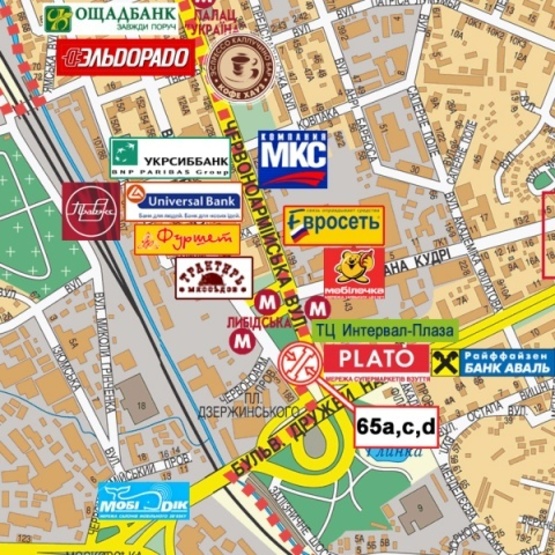 Схема рекламної площини за адресою Антоновича ул. (Горького) - Б. Васильковская, 180 (Лыбедская пл., ст. м. Лыбедская, ТР "Навигатор", ТРЦ "Ocean Plaza", Jazz Club, Научно-Техническая Библиотека), в направ. центра города, призма