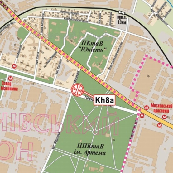 Схема рекламної площини за адресою Плехановская ул. - Морозова ул., (завод им. Малышева, парк Машиностроителей (парк ПКиО им.Артема), СТО "Саманд", ), направл. в центр