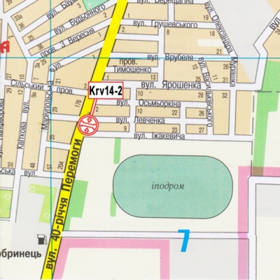 Схема рекламной плоскости по адресу 40-летия Победы ул. - Левченко ул., (Ипподром), из центра, всторону Николаева, Херсона