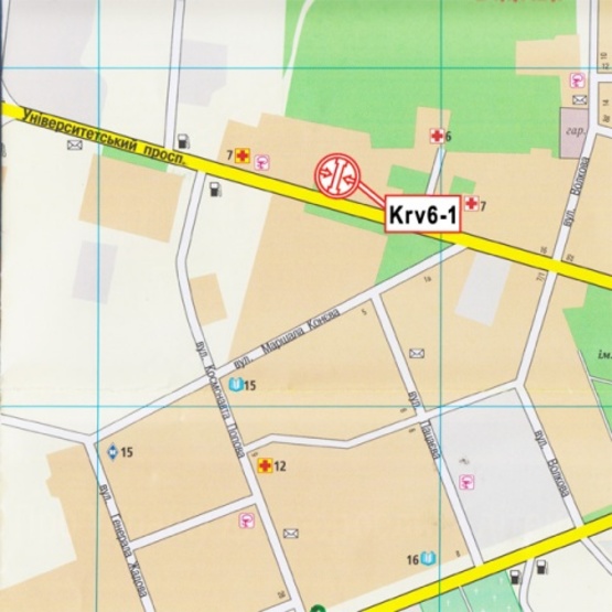 Схема рекламної площини за адресою Университетский просп., 8 (Кировоградский Нац.-Техн. Университет, обласная больница, "Toyota-Центр"), в направл. ул. Морманской