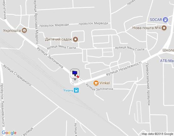 Схема рекламной плоскости по адресу м. Умань, вул. Залізнична, навпроти будинку 4