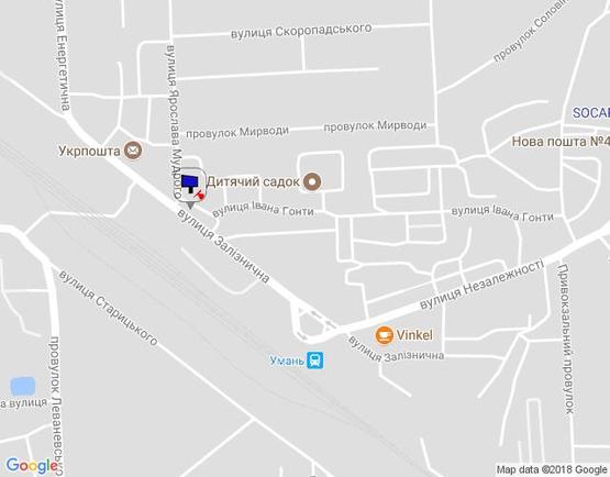 Схема рекламной плоскости по адресу м. Умань, вул. Залізнична